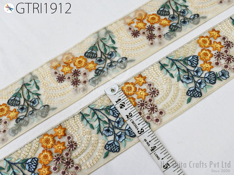 9 Yard Indian 8CM Decorative Embroidery Fabric Trim Dresses Embellish Tapes DIY Crafting Sewing Saree Indian Sari Border Embroidered Ribbon