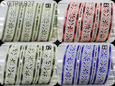 9 Yard Embroidered 30 MM Fabric Trim Embellishment Sari Ribbons Sewing DIY Crafting Border Indian Embroidery Trimmings Cushions Laces