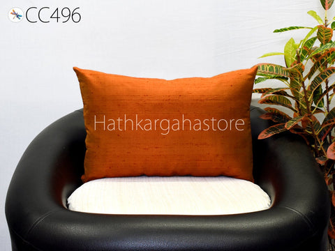 Iridescent Orange Red Pillowcase | Throw Pillow Dupioni Pure Silk | Orange Red Silk Pillowcase Cushion Cover | Handmade  Decorative | Luxury Home Decor