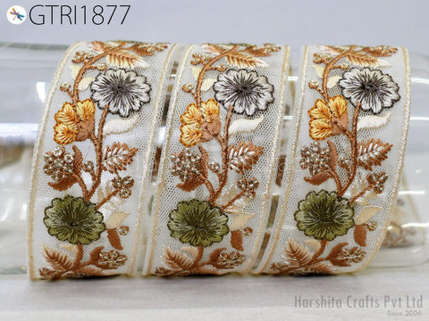 9 Yard Embroidery 3cm Fabric Trim Cushion Cover Embellishment Embroidered Saree Ribbon Sewing Crafting Border Indian Wedding Dress Gown Tape