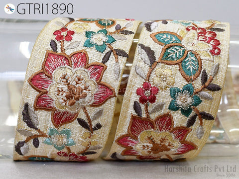 9 Yard Indian 55mm Embroidered Sewing DIY Crafting Embroidery Wedding Dresses Dolls Bags Cushion Covers Table Runners Floral Skirts Hand Bag