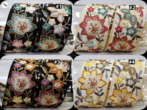 9 Yard Indian 55mm Embroidered Sewing DIY Crafting Embroidery Wedding Dresses Dolls Bags Cushion Covers Table Runners Floral Skirts Hand Bag