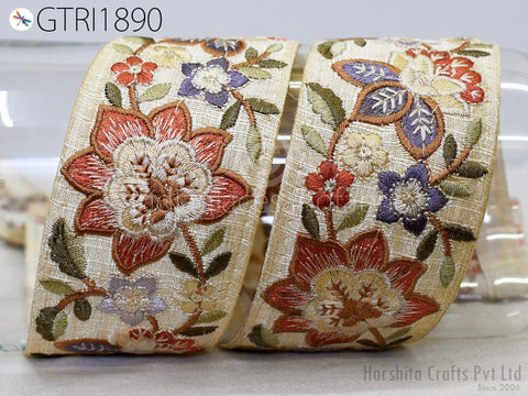 9 Yard Indian 55mm Embroidered Sewing DIY Crafting Embroidery Wedding Dresses Dolls Bags Cushion Covers Table Runners Floral Skirts Hand Bag