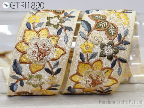 9 Yard Indian 55mm Embroidered Sewing DIY Crafting Embroidery Wedding Dresses Dolls Bags Cushion Covers Table Runners Floral Skirts Hand Bag