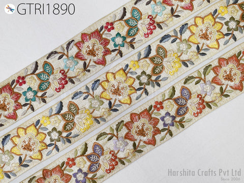 9 Yard Indian 55mm Embroidered Sewing DIY Crafting Embroidery Wedding Dresses Dolls Bags Cushion Covers Table Runners Floral Skirts Hand Bag