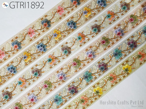9 Yard Indian 4cm Embroidery Fabric Trim Embroidered Saree Ribbon Sewing DIY Crafting Sari Border Costume Wedding Dress Embellish Home Decor