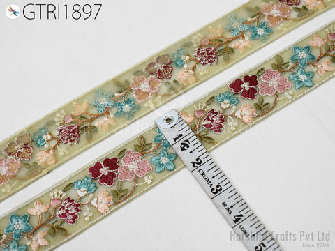 9 Yard Embroidered Saree Ribbon Indian Sari Embellishments Embroidery Trim Cushions Sewing Crafting Trimmings Curtains Headbands Border
