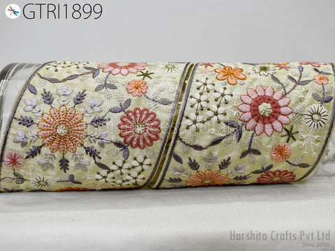 3 Yard Embroidered 10cm Trimmings Fabric Trims Indian Embroidery Sari Border Laces Ribbon Decorative Sewing Craft Saree Dresses Home Decor