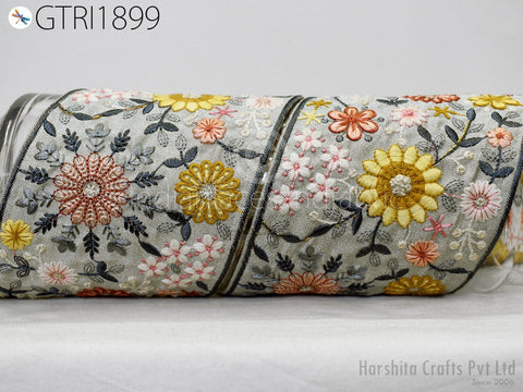 3 Yard Embroidered 10cm Trimmings Fabric Trims Indian Embroidery Sari Border Laces Ribbon Decorative Sewing Craft Saree Dresses Home Decor