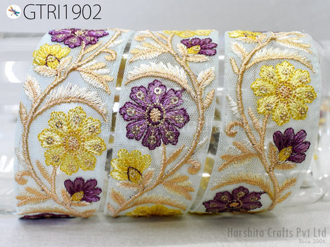 9 Yard Embroidery 4 CM Ribbon Fabric Trim Indian Embellishment Embroidered Saree Crafting Border Wedding Dress Trimmings Cushion Covers