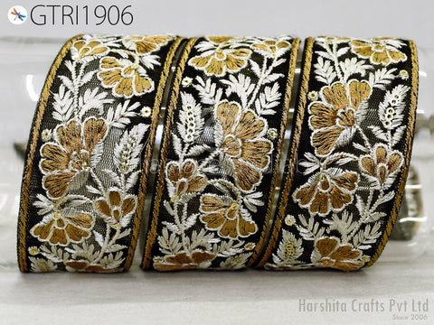 9 Yard Embroidery Fabric 4 Cm Trim Cushion Covers Embellishment Embroidered Saree Ribbon Sewing Crafting Border Indian Wedding Gown Tape