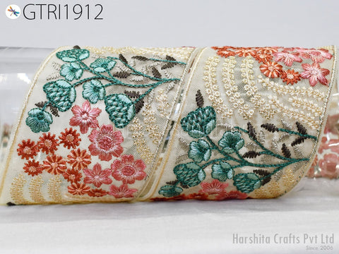 9 Yard Indian 8CM Decorative Embroidery Fabric Trim Dresses Embellish Tapes DIY Crafting Sewing Saree Indian Sari Border Embroidered Ribbon