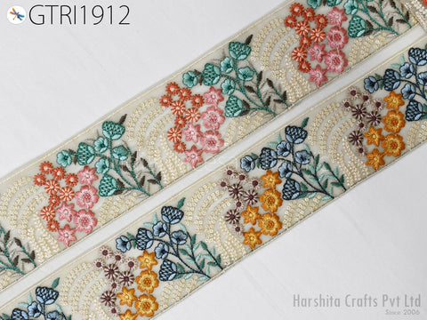 9 Yard Indian 8CM Decorative Embroidery Fabric Trim Dresses Embellish Tapes DIY Crafting Sewing Saree Indian Sari Border Embroidered Ribbon
