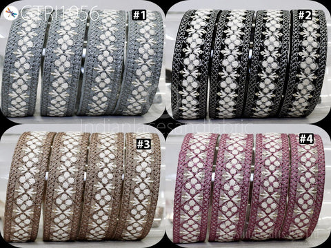 9 Yard Embroidered 25 mm Fabric Trim Embellishment Sari Gift Wrapping Ribbons DIY Crafting Border Indian Embroidery Cushion Lace Home Decor