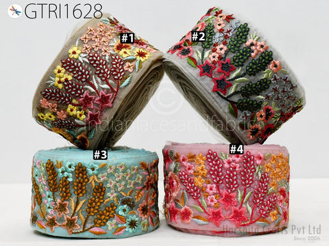 9 Yard Embroidery Ribbon Indian Embroidered Fabric Trim Embellishment Cushions DIY Crafting Sewing Sari Border Wedding Saree Tapes Dresses