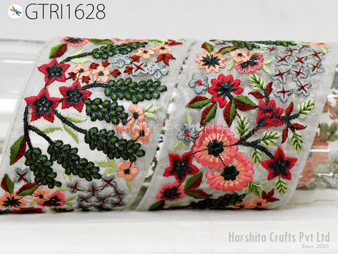 9 Yard Embroidery Ribbon Indian Embroidered Fabric Trim Embellishment Cushions DIY Crafting Sewing Sari Border Wedding Saree Tapes Dresses