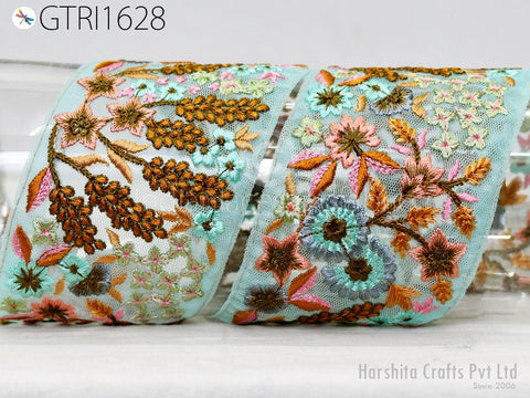 9 Yard Embroidery Ribbon Indian Embroidered Fabric Trim Embellishment Cushions DIY Crafting Sewing Sari Border Wedding Saree Tapes Dresses