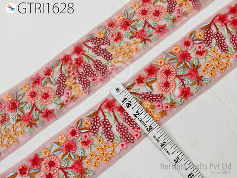 9 Yard Embroidery Ribbon Indian Embroidered Fabric Trim Embellishment Cushions DIY Crafting Sewing Sari Border Wedding Saree Tapes Dresses