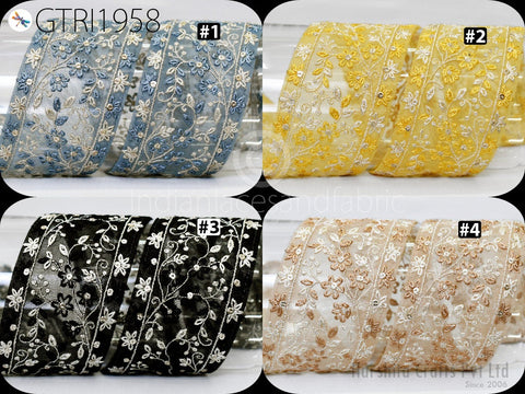 9 Yard Embroidered Ribbon Indian 6cm Trim Embellishment Fabric Trimming DIY Crafting Sewing Sari Border Wedding Saree Tape Embroidery Dress