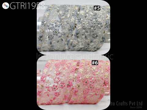 9 Yard Embroidered Ribbon Indian 6cm Trim Embellishment Fabric Trimming DIY Crafting Sewing Sari Border Wedding Saree Tape Embroidery Dress