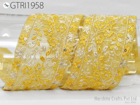 9 Yard Embroidered Ribbon Indian 6cm Trim Embellishment Fabric Trimming DIY Crafting Sewing Sari Border Wedding Saree Tape Embroidery Dress