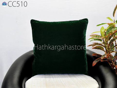 Bottle Green Velvet Cushion Cover Square Handmade Throw Pillow Luxury Home Decor Double Sided Velvet Pillowcase Personalized Gift for Her