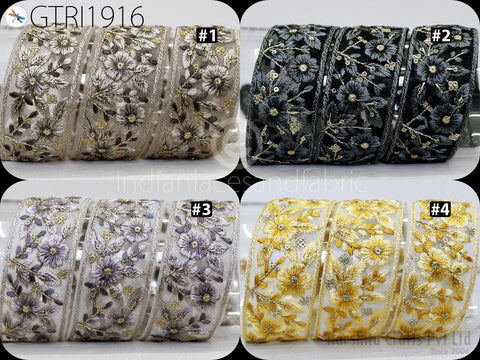 9 Yard Embroidery Fabric Trim Indian Sewing Embellishment Embroidered Saree Ribbon Crafting Border Wedding Dress Trimmings Cushion Covers