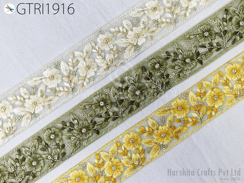 9 Yard Embroidery Fabric Trim Indian Sewing Embellishment Embroidered Saree Ribbon Crafting Border Wedding Dress Trimmings Cushion Covers