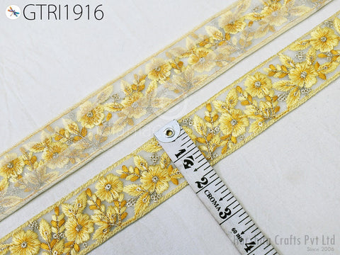 9 Yard Embroidery Fabric Trim Indian Sewing Embellishment Embroidered Saree Ribbon Crafting Border Wedding Dress Trimmings Cushion Covers