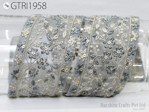 9 Yard Embroidered Ribbon Indian 6cm Trim Embellishment Fabric Trimming DIY Crafting Sewing Sari Border Wedding Saree Tape Embroidery Dress