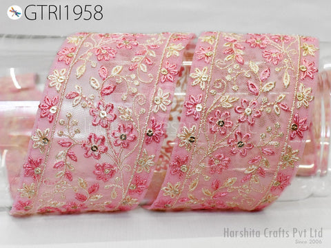 9 Yard Embroidered Ribbon Indian 6cm Trim Embellishment Fabric Trimming DIY Crafting Sewing Sari Border Wedding Saree Tape Embroidery Dress