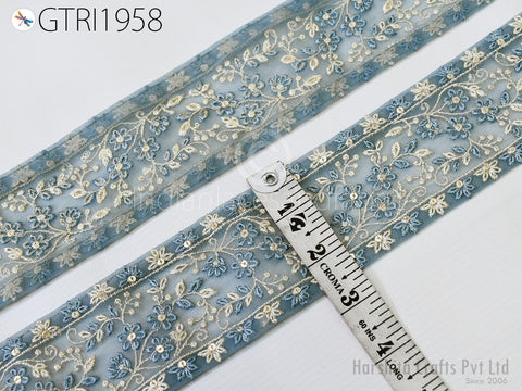 9 Yard Embroidered Ribbon Indian 6cm Trim Embellishment Fabric Trimming DIY Crafting Sewing Sari Border Wedding Saree Tape Embroidery Dress