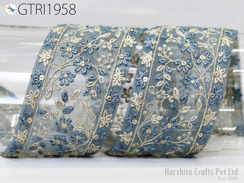 9 Yard Embroidered Ribbon Indian 6cm Trim Embellishment Fabric Trimming DIY Crafting Sewing Sari Border Wedding Saree Tape Embroidery Dress