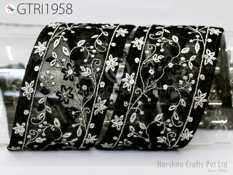 9 Yard Embroidered Ribbon Indian 6cm Trim Embellishment Fabric Trimming DIY Crafting Sewing Sari Border Wedding Saree Tape Embroidery Dress
