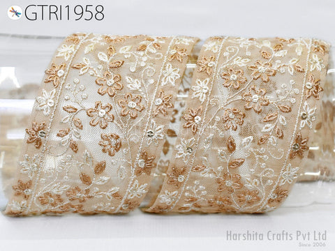 9 Yard Embroidered Ribbon Indian 6cm Trim Embellishment Fabric Trimming DIY Crafting Sewing Sari Border Wedding Saree Tape Embroidery Dress