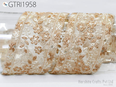 9 Yard Embroidered Ribbon Indian 6cm Trim Embellishment Fabric Trimming DIY Crafting Sewing Sari Border Wedding Saree Tape Embroidery Dress