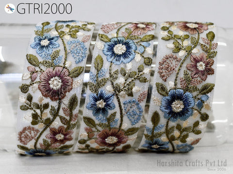 9 Yard Indian 4cm Embroidered Fabric Trim Embellishment Saree Ribbons Sewing Craft Embroidery Border Wedding Dress Cushion Cover Accessories