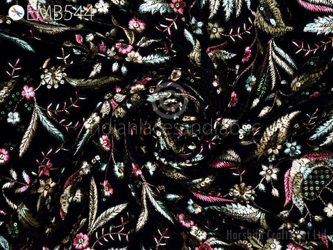 Floral Thread Work Fabric, Costumes Fabric, Unique Dresses Fabric, Sequins Fabric, Chickankari Sequins Fabric