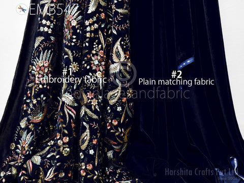 Floral Beige Multicolor Embroidered on viscose fabric, cushion cover, boho bag, wedding Party wear lehenga dress fabric
