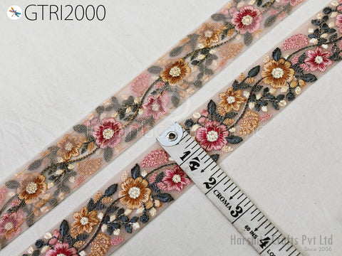 9 Yard Indian 4cm Embroidered Fabric Trim Embellishment Saree Ribbons Sewing Craft Embroidery Border Wedding Dress Cushion Cover Accessories