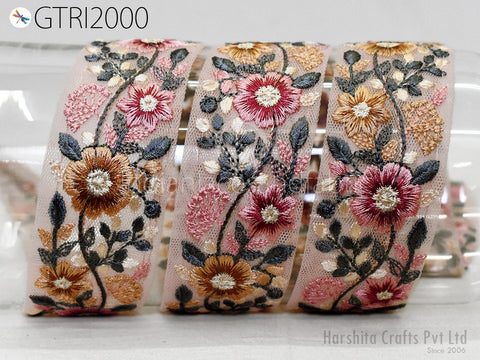 9 Yard Indian 4cm Embroidered Fabric Trim Embellishment Saree Ribbons Sewing Craft Embroidery Border Wedding Dress Cushion Cover Accessories