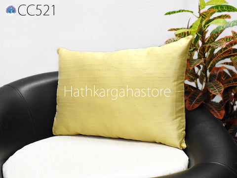 Pale Yellow 100% Pure Silk Cushion Cover | Handmade Throw Pillow | Decorative Cushion | Home Decor Dupioni Silk Pillow Cover | Wedding Gift