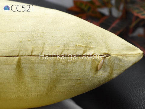 Pale Yellow 100% Pure Silk Cushion Cover | Handmade Throw Pillow | Decorative Cushion | Home Decor Dupioni Silk Pillow Cover | Wedding Gift