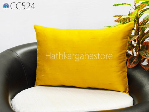 Yellow Dupioni Pure Silk Pillowcase, Handmade Throw Pillow cover, Decorative Silk Cushion Cover, Custom Home Decor, House Warming, Gift Mom