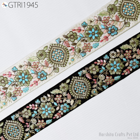 9 Yard Indian 5CM Decorative Embroidery Fabric Trim Dress Embellish Crafting Sewing Indian Sari Border Paisley Embroidered Clutches Ribbon