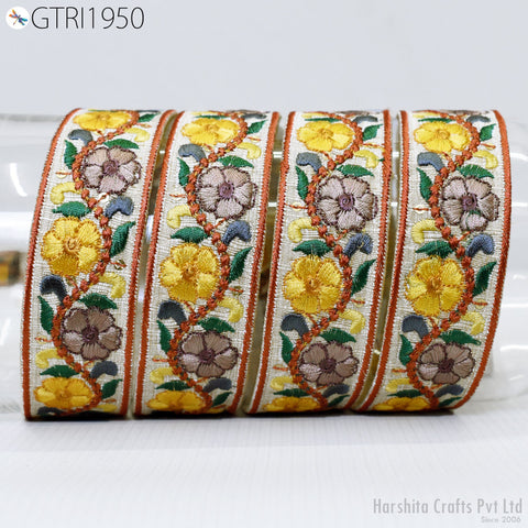 9 Yard Indian 3cm Embroidered Trim Sari Fabric Gift Wrapping Ribbon Embellish Sewing DIY Crafting Border Embroidery Cushions Lace Home Decor