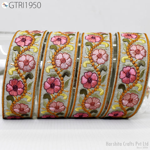 9 Yard Indian 3cm Embroidered Trim Sari Fabric Gift Wrapping Ribbon Embellish Sewing DIY Crafting Border Embroidery Cushions Lace Home Decor