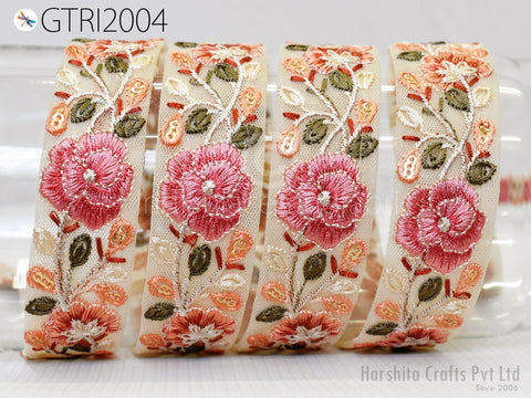 9 Yard Indian Embroidered Trim 30mm Sari Fabric Gift Wrapping Ribbon Embellishment Sewing DIY Crafting Border Embroidery Cushions Lace