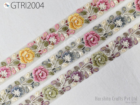 9 Yard Indian Embroidered Trim 30mm Sari Fabric Gift Wrapping Ribbon Embellishment Sewing DIY Crafting Border Embroidery Cushions Lace