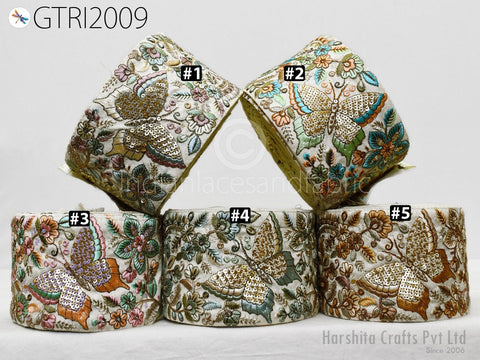 9 Yard Floral Embroidered 9 Cm Embellishment Border Indian Trim Decor Sari Embroidery Saree Ribbon Cushions Home Décor Sewing Clothing Trim